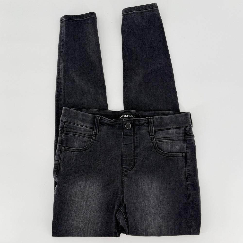 LIVERPOOL The Skinny Black Jeans Women's 6/28 Stretch Denim Faded Wash